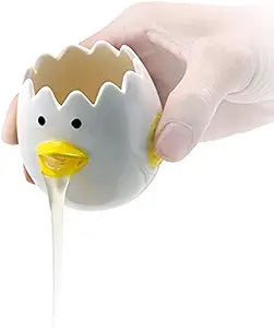 LuoCoCo Cute Egg Separator, Ceramics Vomiting Chicken Egg Yolk White Separator, Practical Household Small Egg Filter Splitter, Kitchen Gadget Baking Assistant Tool, Dishwasher Safe (Yellow) Brand: AMZWIS