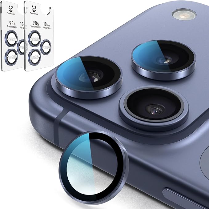 AR Coated Camera Lens Protector for iPhone 17 Pro ＆ 17 Pro Max | Anti-reflective 9H glass with 98% clarity, easy alignment, scratch resistance, and original lens look, 2-Pack Deep Blue
