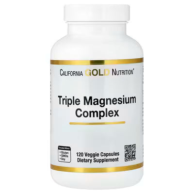 California Gold Nutrition, Triple Magnesium Complex, Malate, Citrate & Bisglycinate Chelate, 120 Veggie Capsules (105 mg per Capsule)