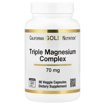 California Gold Nutrition, Triple Magnesium Complex, 70 mg , 90 Veggie Capsules