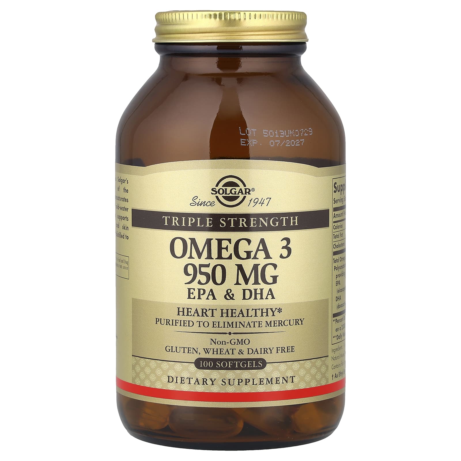 Omega 3, EPA & DHA, Triple Strength, 950 mg, 100 Softgels