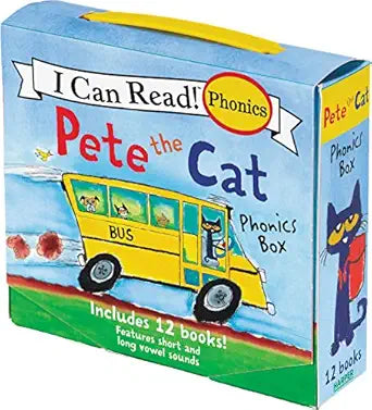 Pete the Cat 12-Book Phonics Fun!: A Box of 12 Mini-Books Featuring Short and Long Vowel Sounds – Expert-Reviewed Beginning Readers for Kids (Ages 3-6) (I Can Read Phonics Fun)